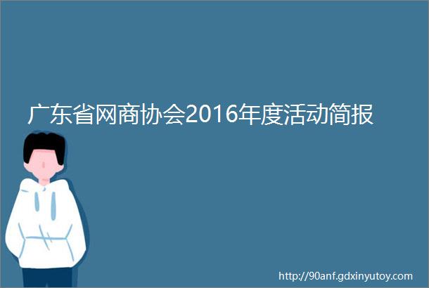 广东省网商协会2016年度活动简报